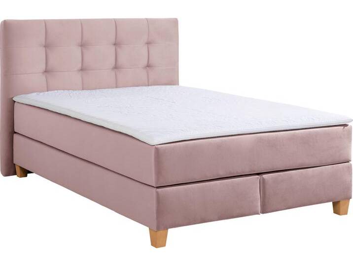 Boxspringbett HOME AFFAIRE Moulay , lila (flieder), B:154cm L:231cm, Komplettbetten, inkl. Topper, in Überlänge 220 cm, 3 Härtegrade, auch in H4 von Home-affaire