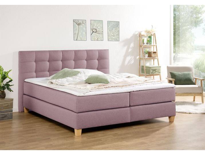 Boxspringbett HOME AFFAIRE Moulay , lila (flieder), B:214cm L:211cm, Komplettbetten, Boxspringbett, inkl. Topper, in 3 Härtegraden, TFK auch in Härtegrad 4 von Home-affaire