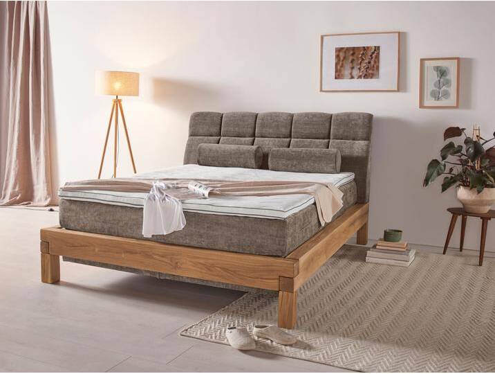 Boxspringbett HOME AFFAIRE Villads , grün (pino), B:179cm L:231cm, Komplettbetten, Boxspringbett, Liegefläche: 160/200 cm aus Balkeneiche, Inside-Boxspring-Unterbau von Home-affaire