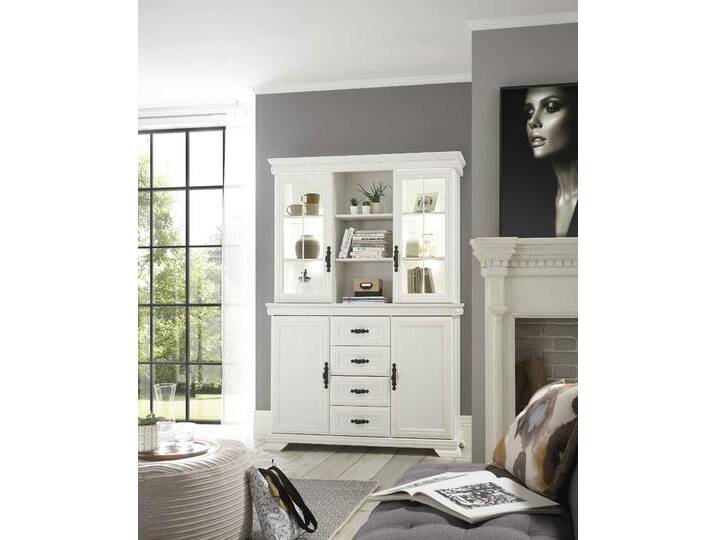 Buffet HOME AFFAIRE Royal , weiß (pinie weiß dekor), B:128cm H:195cm T:46cm, FSC-zertifizierter Holzwerkstoff, Schränke, Breite ca. 128 cm, Topseller von Home-affaire