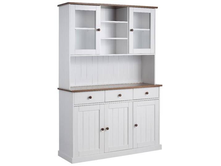 Buffet HOME AFFAIRE Westerland , weiß (weiß, sepia), B:131cm H:190cm T:45cm, Massivholz, Schränke, Breite 131 cm von Home-affaire