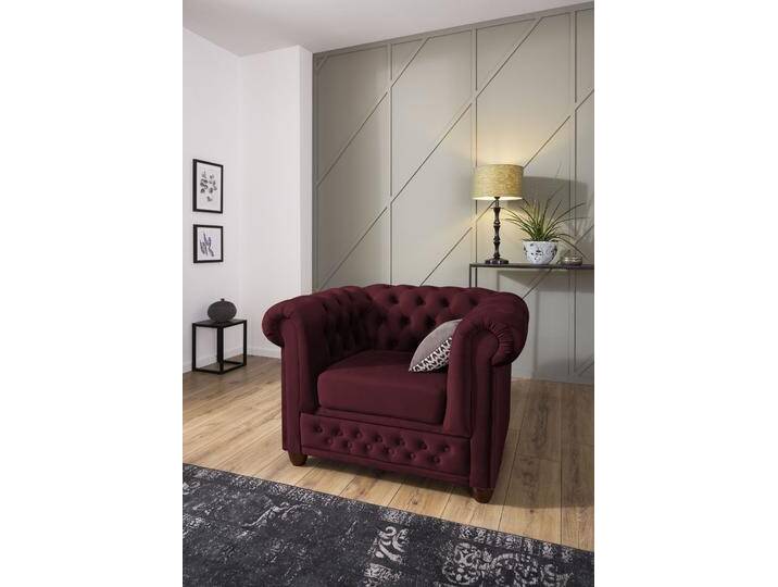 Chesterfield-Sessel HOME AFFAIRE New Castle Sessel , rot (bordeaux), B:104cm H:72cm T:86cm, Sessel, hochwertige Knopfheftung, B/T/H: 104/86/72 cm von Home-affaire