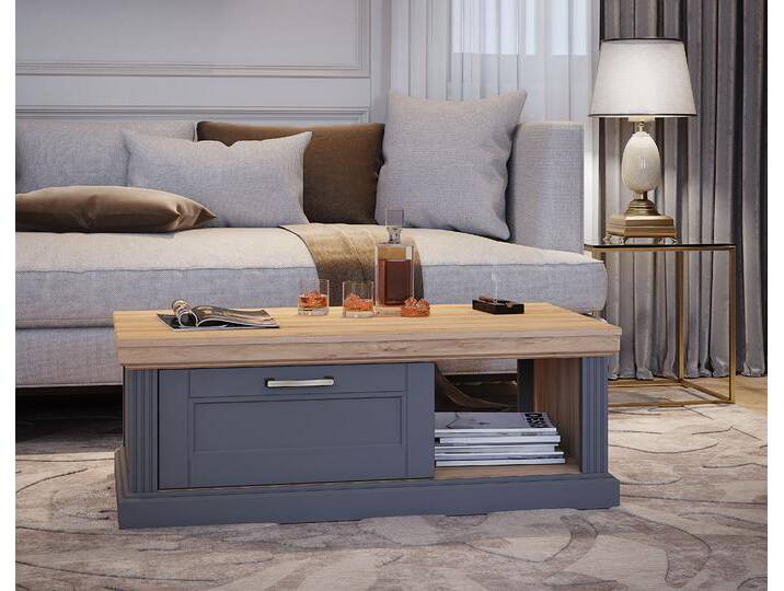 Couchtisch HOME AFFAIRE Tara , grau (graphit matt, pacific walnut, pacific walnut), B:110cm H:40cm T:61cm, Tische, Couchtisch Eckige Couchtische Holz-Couchtische, mit Soft-Close-Funktion, mit Rollen und Stauraum von Home-affaire