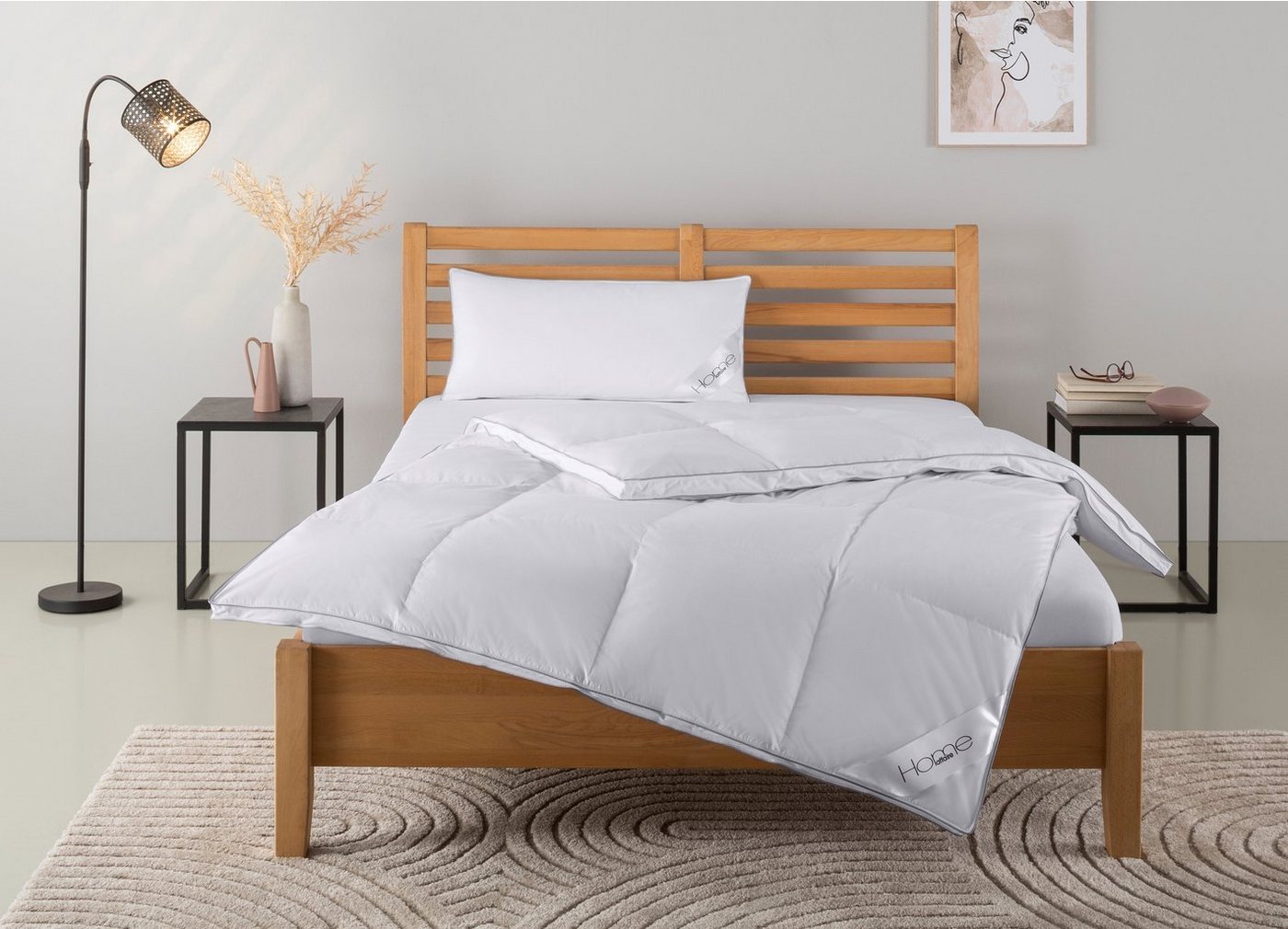 Home affaire Daunenbettdecke + Kopfkissen Moulle, Bettdecke in 135x200 cm, 155x220 cm, 2-tlg., Füllung: Daunen & Federn, Bezug: 100% Baumwolle, Set mit Kissen 40x80 cm, 80x80 cm, Sommer, Winter, Made in Germany Home affaire Daunenbettdecke + Kopfkissen Moulle, Bettdecke in 135x200 cm, 155x220 cm, 2-tlg., Füllung: Daunen & Federn, Bezug: 100% Baumwolle, Set mit Kissen 40x80 cm, 80x80 cm, Sommer, Winter, Made in Germany von Home affaire