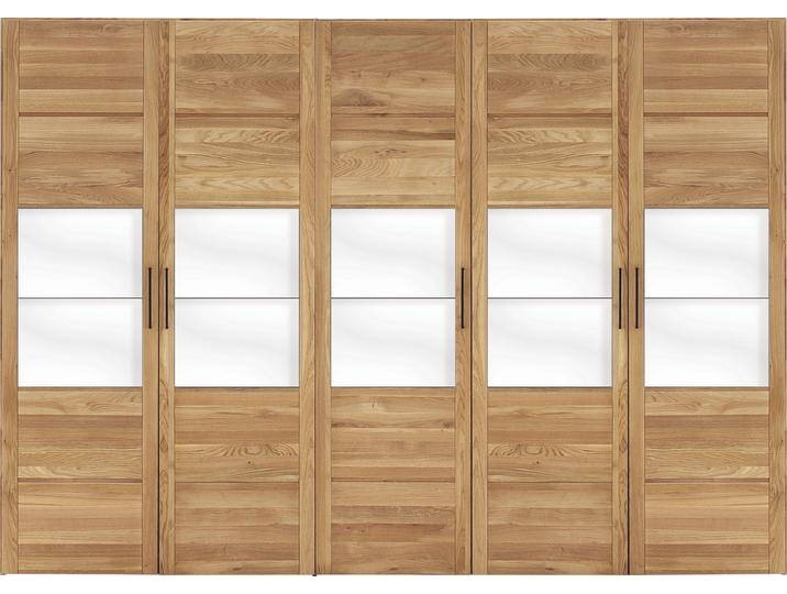 Drehtürenschrank HOME AFFAIRE Chamara , beige (natur), B:307cm H:218cm T:65cm, Schränke, Drehtürenschrank Kleiderschrank, aus massivem Eichenholz, in unterschiedlichen Breiten, Höhe 218 cm von Home-affaire