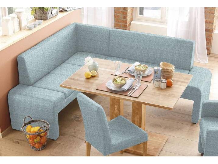 Eckbank HOME AFFAIRE Bologna , blau (hellblau (fantasy 8214)), B:200cm H:84cm T:160cm, Sitzbänke, in 2 Größen (langer Schenkel 180 oder 200 cm), verschiedene Qualitäten von Home-affaire