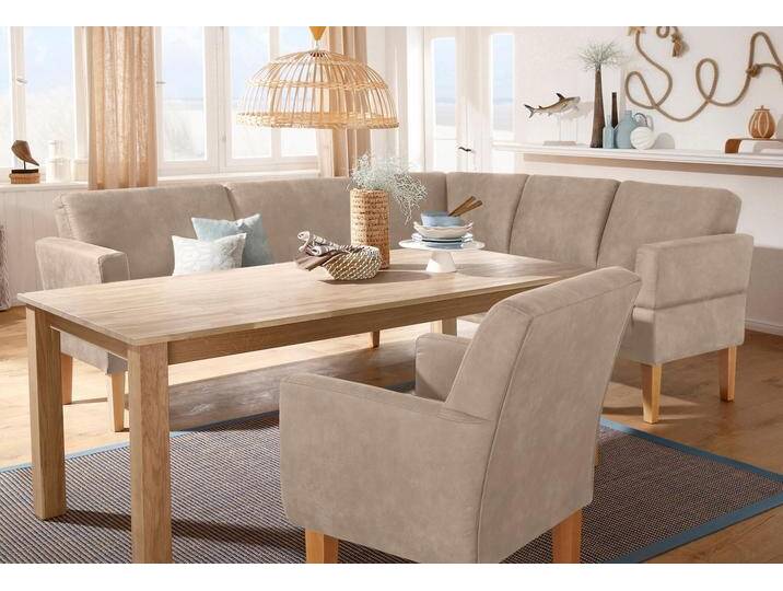 Eckbank HOME AFFAIRE Fehmarn , beige, B:255cm H:98cm T:210cm, Luxus Microfaser (Zusammensetzung: 100% Polyester), Sitzbänke, wahlweise langer Schenkel links oder rechts von Home-affaire