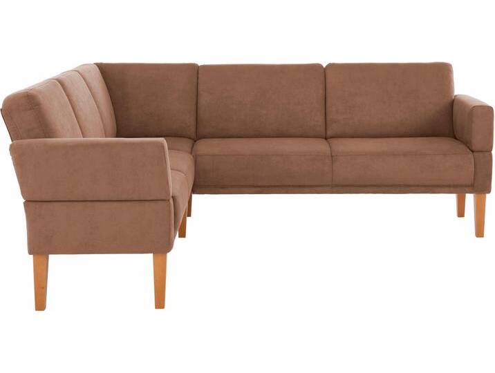 Eckbank HOME AFFAIRE Fehmarn , braun, B:255cm H:98cm T:210cm, Microfaser in Antik Leder Optik aus 100% Polyester, Sitzbänke, wahlweise langer Schenkel links oder rechts von Home-affaire