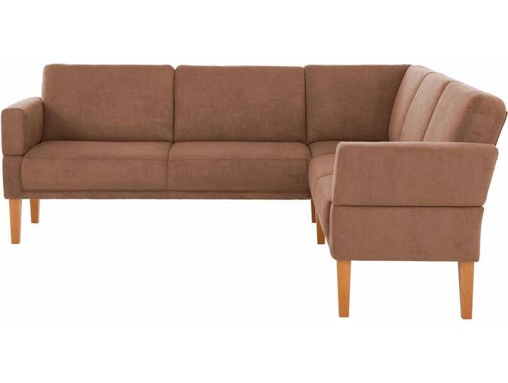 Eckbank HOME AFFAIRE Fehmarn , braun, B:255cm H:98cm T:210cm, Microfaser in Antik Leder Optik aus 100% Polyester, Sitzbänke, wahlweise langer Schenkel links oder rechts von Home-affaire