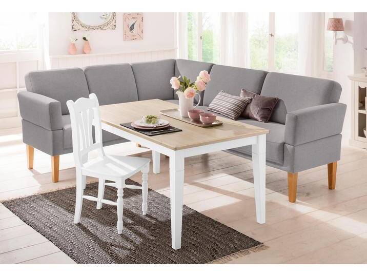 Eckbank HOME AFFAIRE Fehmarn , grau, B:255cm H:98cm T:210cm, Strukturstoff (Zusammensetzung: 100% Polyester), Sitzbänke, wahlweise langer Schenkel links oder rechts von Home-affaire