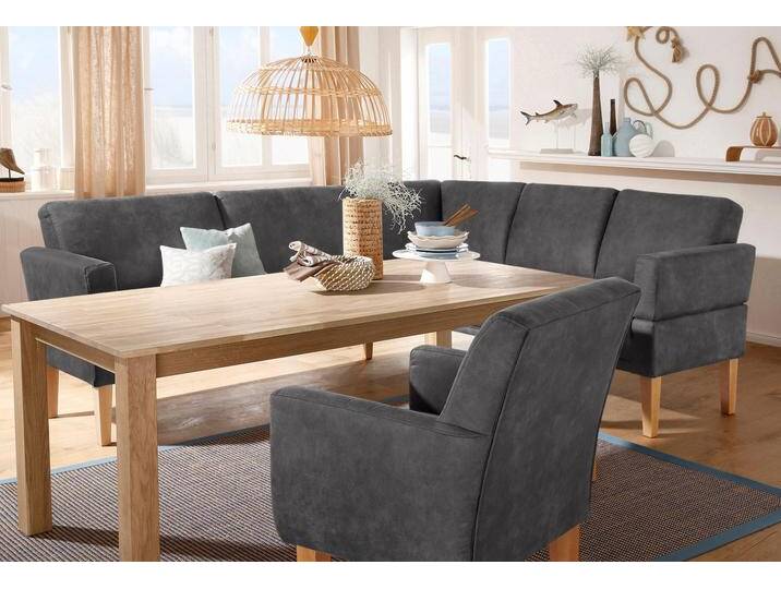 Eckbank HOME AFFAIRE Fehmarn , grau (anthrazit), B:255cm H:98cm T:210cm, Luxus Microfaser (Zusammensetzung: 100% Polyester), Sitzbänke, wahlweise langer Schenkel links oder rechts von Home-affaire