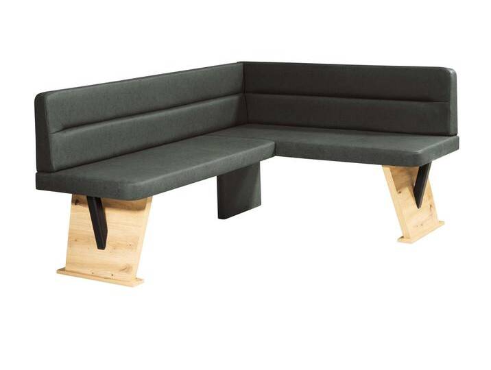 Eckbank HOME AFFAIRE Laros , grau (anthrazit, dekor eiche ontario), B:182cm H:87,5cm T:141cm, Massivholz, Spanplatte, Sitzbänke, Bezug in verschiedenen Qualitäten und Farben von Home-affaire