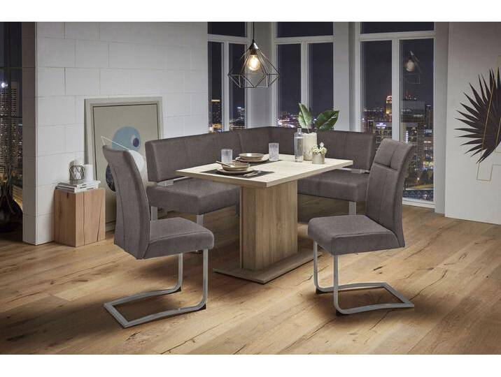 Eckbank HOME AFFAIRE Rab , braun (dunkelbraun (arizona 4412), silberfarben), B:180cm H:88cm T:140cm, Polyester, Sitzbänke, in 2 Breiten (180 oder 200 cm), Bezug in verschiedenen Qualitäten von Home-affaire