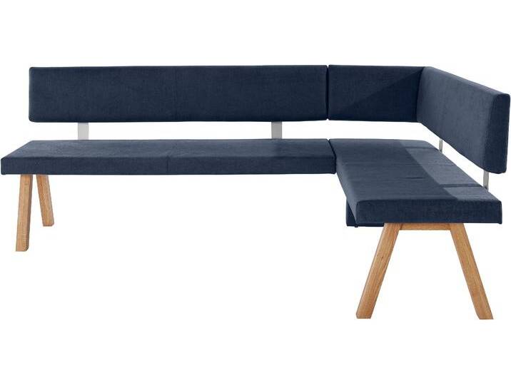 Eckbank HOME AFFAIRE Rio , grau (grau blau), B:190cm H:89cm T:140cm, Polyester, Sitzbänke, Massivholz in Eiche geölt, Esszimmerbank bequem gepolstert von Home-affaire
