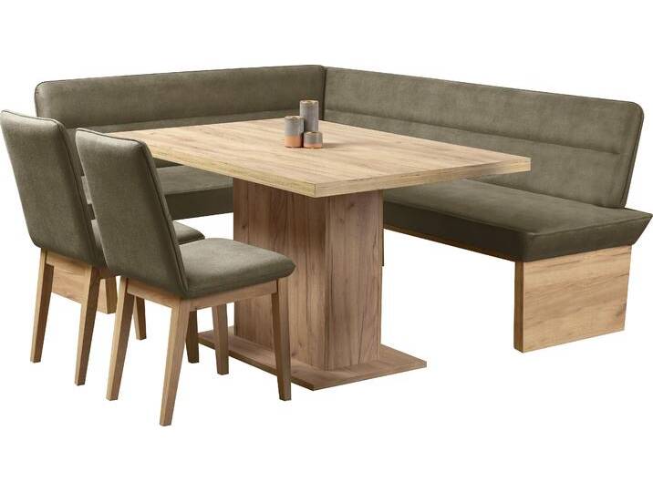 Eckbankgruppe HOME AFFAIRE Beluna + Cross Essecke Sitzgruppe Eckbank Küchenbank BESTSELLER , braun (cappuccino), B:210cm H:89cm T:169cm, Polyester, FSC-zertifiziertes Massivholz, FSC-zertifizierter Holzwerkstoff, Sitzmöbel-Sets, Sitzgruppe Esszimmer Stühle Tisch und Bank bequem gepolstert, Topseller von Home-affaire