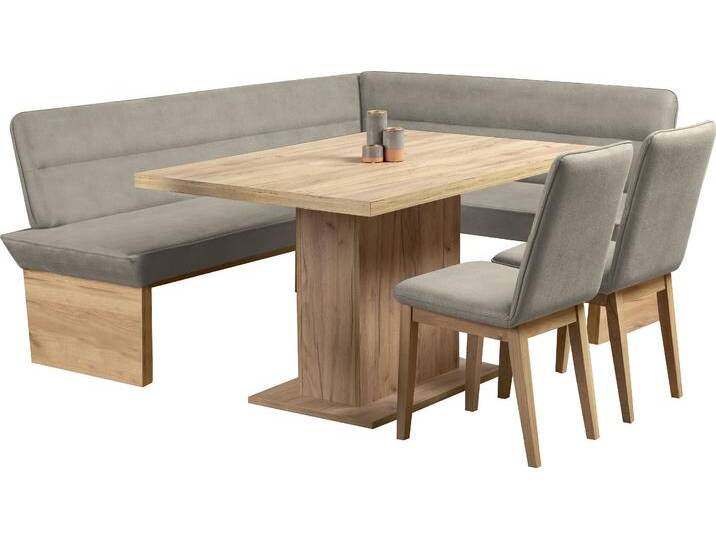 Eckbankgruppe HOME AFFAIRE Beluna + Cross Essecke Sitzgruppe Eckbank Küchenbank BESTSELLER , braun (latte), B:210cm H:89cm T:169cm, Polyester, FSC-zertifiziertes Massivholz, FSC-zertifizierter Holzwerkstoff, Sitzmöbel-Sets, Sitzgruppe Esszimmer Stühle Tisch und Bank bequem gepolstert von Home-affaire