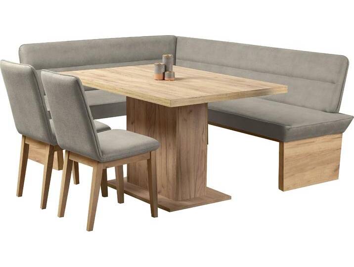 Eckbankgruppe HOME AFFAIRE Beluna + Cross Essecke Sitzgruppe Eckbank Küchenbank BESTSELLER , braun (latte), B:210cm H:89cm T:169cm, Polyester, FSC-zertifiziertes Massivholz, FSC-zertifizierter Holzwerkstoff, Sitzmöbel-Sets, Sitzgruppe Esszimmer Stühle Tisch und Bank bequem gepolstert, Topseller von Home-affaire