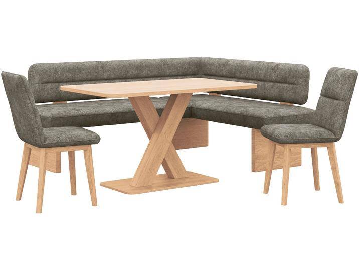 Eckbankgruppe HOME AFFAIRE Louise + Miles Essecke Sitzgruppe Eckbank Küchenbank , beige (silber lining, silber lining), B:212cm H:86cm T:170cm, FSC-zertifizierter Holzwerkstoff, FSC-zertifiziertes Massivholz, Polyester, Sitzmöbel-Sets, Sitzgruppe Esszimmer Stühle Tisch und Bank bequem gepolstert von Home-affaire