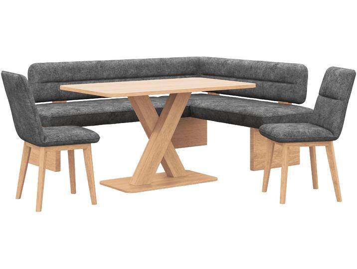Eckbankgruppe HOME AFFAIRE Louise + Miles Essecke Sitzgruppe Eckbank Küchenbank , grau (magnet, magnet,), B:212cm H:86cm T:170cm, FSC-zertifizierter Holzwerkstoff, FSC-zertifiziertes Massivholz, Polyester, Sitzmöbel-Sets, Sitzgruppe Esszimmer Stühle Tisch und Bank bequem gepolstert von Home-affaire