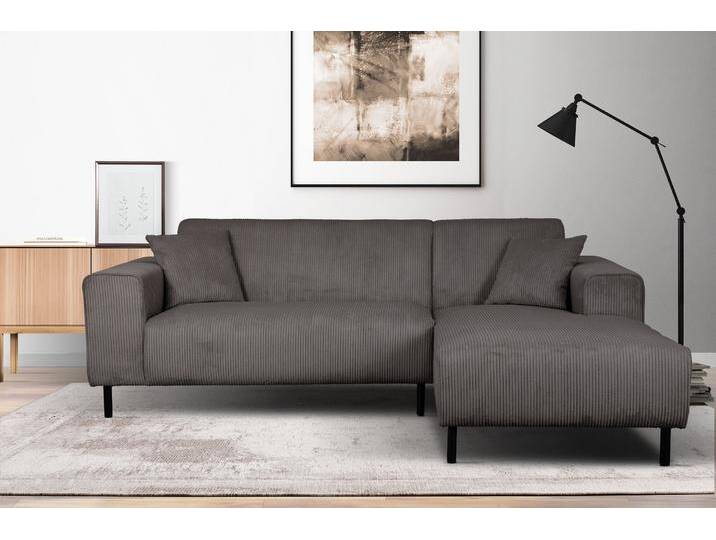 Ecksofa HOME AFFAIRE ARROS L-Form mit Wellenunterfederung, Maße B/T/H: 235/163/81 cm , grau, B:235cm H:81cm T:163cm, 100% Polyester, Sofas, incl. Zierkissen, mit Recamiere rechts/links bestellbar, auch in Cord von Home-affaire