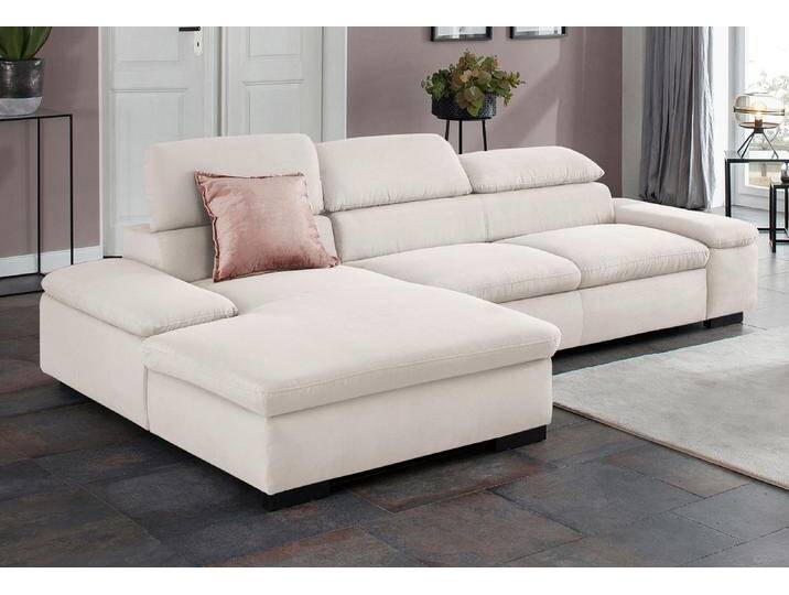 Ecksofa HOME AFFAIRE Alberto L-Form , beige (creme), B:286cm H:73cm T:174cm, 100% Polyester, Luxus-Microfaser ALTARA NUBUCK (100% Polyester), Luxus-Microfaser weich (90% Polyester, 10% Polyamid), Microfaser Antiklederoptik, Sofas, mit Kopfteilverstellung, wahlweise mit Bettfunktion von Home-affaire
