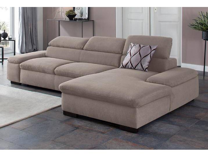 Ecksofa HOME AFFAIRE Alberto L-Form , grau, B:286cm H:73cm T:174cm, 100% Polyester, Luxus-Microfaser ALTARA NUBUCK (100% Polyester), Luxus-Microfaser weich (90% Polyester, 10% Polyamid), Microfaser Antiklederoptik, Sofas, mit Kopfteilverstellung, wahlweise mit Bettfunktion von Home-affaire