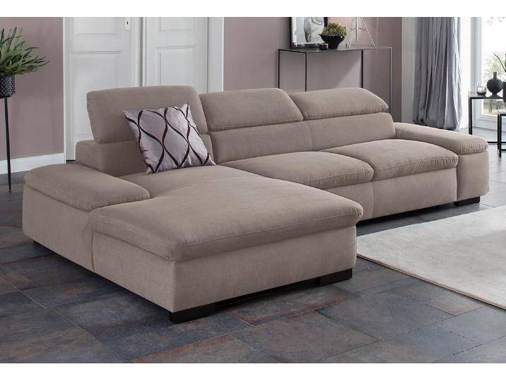 Ecksofa HOME AFFAIRE Alberto L-Form , grau, B:286cm H:73cm T:174cm, 100% Polyester, Luxus-Microfaser ALTARA NUBUCK (100% Polyester), Luxus-Microfaser weich (90% Polyester, 10% Polyamid), Microfaser Antiklederoptik, Sofas, mit Kopfteilverstellung, wahlweise mit Bettfunktion von Home-affaire