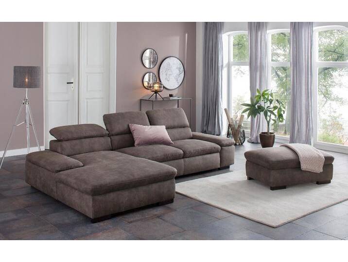 Ecksofa HOME AFFAIRE Alberto L-Form , grau (anthrazit), B:286cm H:73cm T:174cm, 100% Polyester, Luxus-Microfaser ALTARA NUBUCK (100% Polyester), Luxus-Microfaser weich (90% Polyester, 10% Polyamid), Microfaser Antiklederoptik, Sofas, mit Kopfteilverstellung, wahlweise mit Bettfunktion von Home-affaire