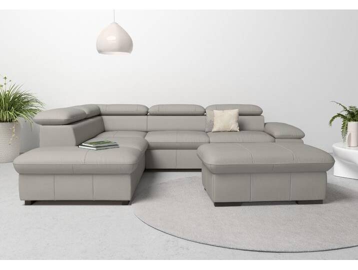 Ecksofa HOME AFFAIRE Alberto L-Form , grau (hellgrau), B:272cm H:73cm T:226cm, Luxus-Microfaser Lederoptik (100% Polyester);Luxus-Microfaser weich (9)0% Polyester / 10% Polyamid;Luxus-Microfaser Vintageoptik (100% Polyester);Microfaser Antiklederoptik (100% Polyester), Sofas, mit Kopfteilverstellung, wahlweise mit Bettfunktion von Home-affaire