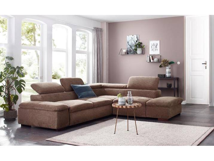Ecksofa HOME AFFAIRE Alberto L-Form , grau (taupe), B:272cm H:73cm T:226cm, 90% Polyester, 10% Polyamid;Luxus-Microfaser weich (9)0% Polyester / 10% Polyamid;Luxus-Microfaser Vintageoptik (100% Polyester);Microfaser Antiklederoptik (100% Polyester), Sofas, mit Kopfteilverstellung, wahlweise mit Bettfunktion von Home-affaire