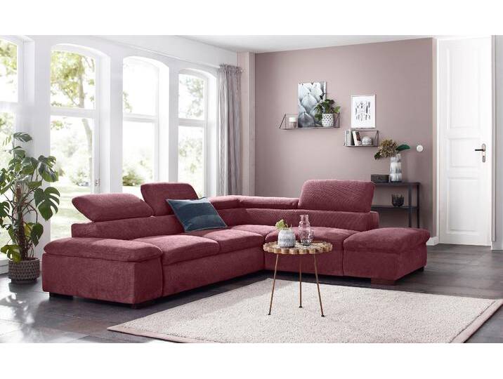 Ecksofa HOME AFFAIRE Alberto L-Form , lila (chianti), B:272cm H:73cm T:226cm, 90% Polyester, 10% Polyamid, Luxus-Microfaser weich (9)0% Polyester / 10% Polyamid, Luxus-Microfaser Vintageoptik (100% Polyester), Microfaser Antiklederoptik (100% Polyester), Sofas, mit Kopfteilverstellung, wahlweise mit Bettfunktion von Home-affaire