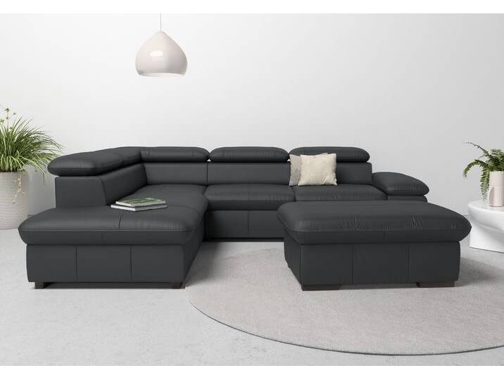 Ecksofa HOME AFFAIRE Alberto L-Form , schwarz, B:272cm H:73cm T:226cm, Luxus-Microfaser Lederoptik (100% Polyester), Luxus-Microfaser weich (9)0% Polyester / 10% Polyamid, Luxus-Microfaser Vintageoptik (100% Polyester), Microfaser Antiklederoptik (100% Polyester), Sofas, mit Kopfteilverstellung, wahlweise mit Bettfunktion von Home-affaire