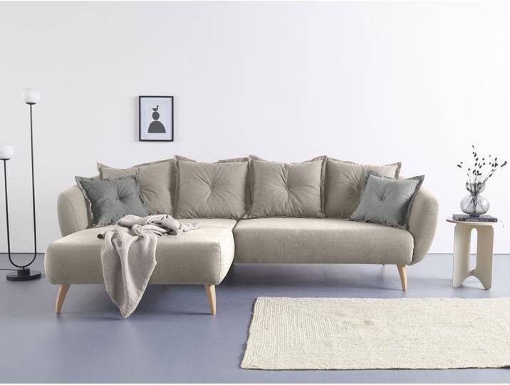 Ecksofa HOME AFFAIRE Baggio formschöne Polsterecke, bequem, Breite 277cm, L-Form , grau (taupe), B:277cm H:80cm T:162cm, Sofas, Zierkissen inklusive von Home-affaire