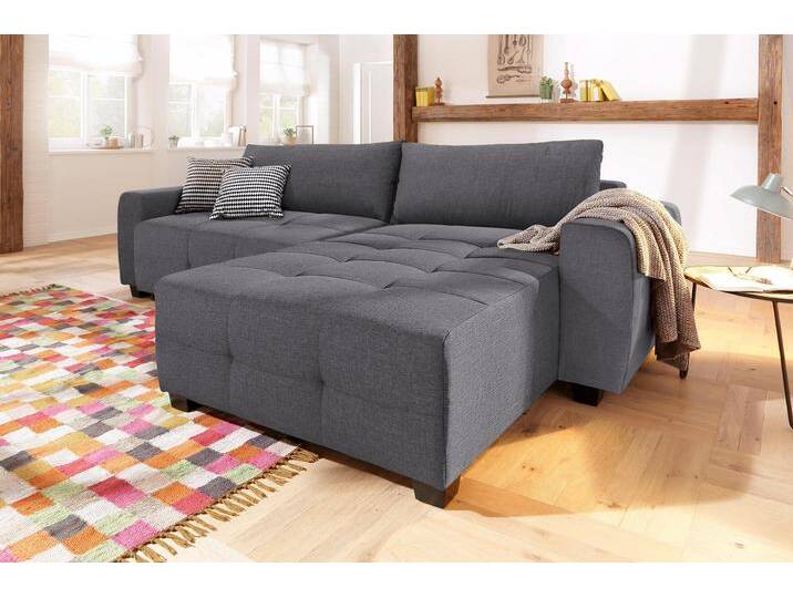 Ecksofa HOME AFFAIRE Bella L-Form, B: 254 cm , grau (anthrazit), B:254cm H:87cm T:162cm, Microfaser PRIMABELLE (100% Polyester);Struktur fein ( 100% Polyester);Zierkissen: 100% Polyester;Microfaser Antiklederoptik (100% Polyester), Sofas, mit 2 Zierkissen, optional Bettfunktion & Bettkasten, Federkern von Home-affaire