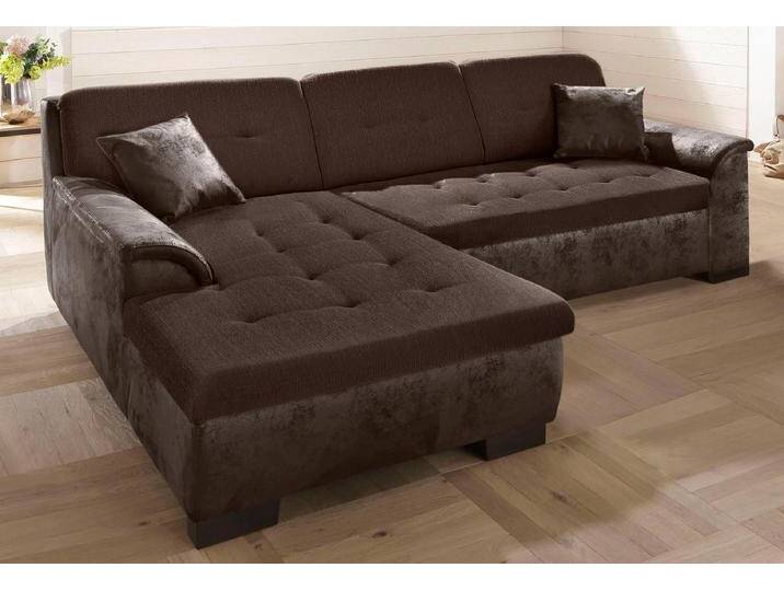 Ecksofa HOME AFFAIRE Bergen , braun (dunkelbraun), B:267cm H:83cm T:178cm, MELROSE/Struktur (100% Polyester), MELROSE (100% Polyester), Microfaser PRIMABELLE (100% Polyester), Sofas, wahlweise mit Bettfunktion L-Form von Home-affaire