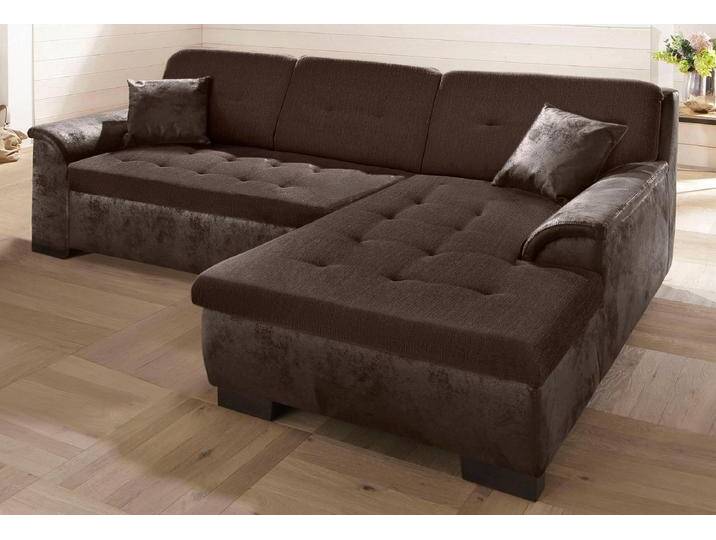 Ecksofa HOME AFFAIRE Bergen , braun (dunkelbraun), B:267cm H:83cm T:178cm, MELROSE/Struktur (100% Polyester), MELROSE (100% Polyester), Microfaser PRIMABELLE (100% Polyester), Sofas, wahlweise mit Bettfunktion L-Form von Home-affaire