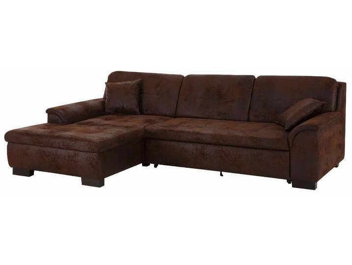 Ecksofa HOME AFFAIRE Bergen , braun (dunkelbraun), B:267cm H:83cm T:178cm, MELROSE/Struktur (100% Polyester), MELROSE (100% Polyester), Microfaser PRIMABELLE (100% Polyester), Sofas, wahlweise mit Bettfunktion L-Form von Home-affaire