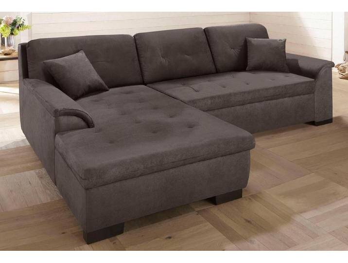Ecksofa HOME AFFAIRE Bergen , grau, B:267cm H:83cm T:178cm, MELROSE/Struktur (100% Polyester), MELROSE (100% Polyester), Microfaser PRIMABELLE (100% Polyester), Sofas, wahlweise mit Bettfunktion L-Form von Home-affaire