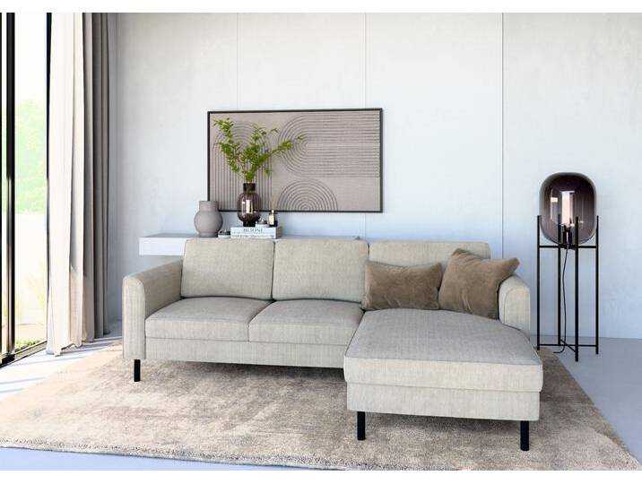 Ecksofa HOME AFFAIRE Booster Couch wahlweise mit Schlaffunktion und Bettkasten-auch in Cord , cannoli cream, B:232cm H:83cm T:161cm, 88% Polyester, 12% Nylon, Sofas, Recamiere beidseitig montierbar, Sofa in L-Form, 232 cm von Home-affaire