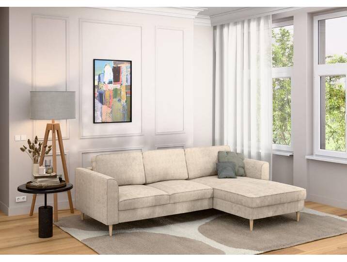 Ecksofa HOME AFFAIRE Booster Couch wahlweise mit Schlaffunktion und Bettkasten-auch in Cord , cream, B:232cm H:83cm T:161cm, 92% Polyester, 8% Polyamid, Sofas, Recamiere beidseitig montierbar, Sofa in L-Form, 232 cm von Home-affaire
