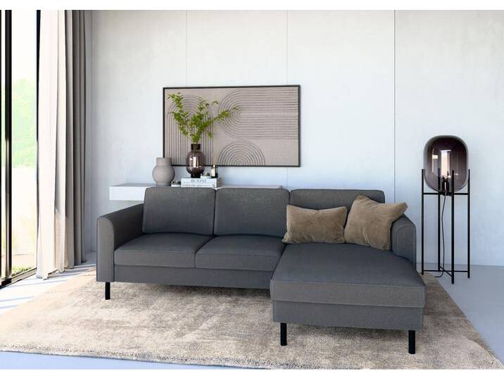 Ecksofa HOME AFFAIRE Booster Couch wahlweise mit Schlaffunktion und Bettkasten-auch in Cord , anthrazit, B:232cm H:83cm T:161cm, 100% Polyester, Sofas, Recamiere beidseitig montierbar, Sofa in L-Form, 232 cm von Home-affaire