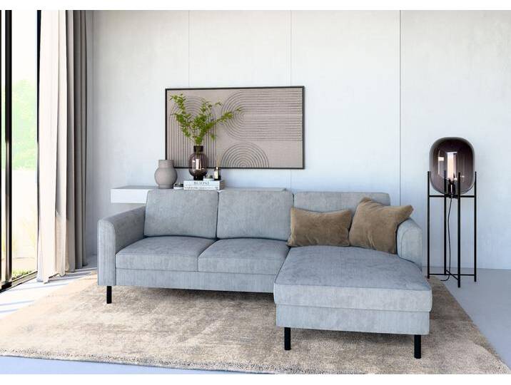 Ecksofa HOME AFFAIRE Booster Couch wahlweise mit Schlaffunktion und Bettkasten-auch in Cord , grau (opal grau), B:232cm H:83cm T:161cm, 88% Polyester, 12% Nylon, Sofas, Recamiere beidseitig montierbar, Sofa in L-Form, 232 cm von Home-affaire
