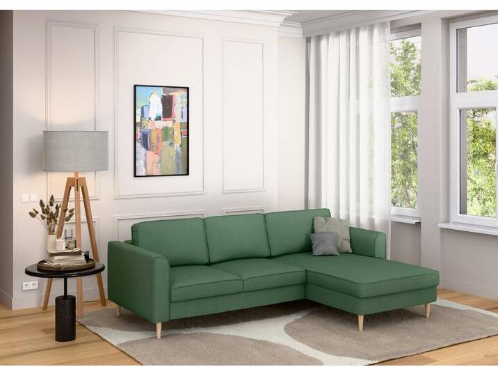 Ecksofa HOME AFFAIRE Booster Couch wahlweise mit Schlaffunktion und Bettkasten-auch in Cord , dunkelgrün, B:232cm H:83cm T:161cm, 100% Polyester, Sofas, Recamiere beidseitig montierbar, Sofa in L-Form, 232 cm von Home-affaire