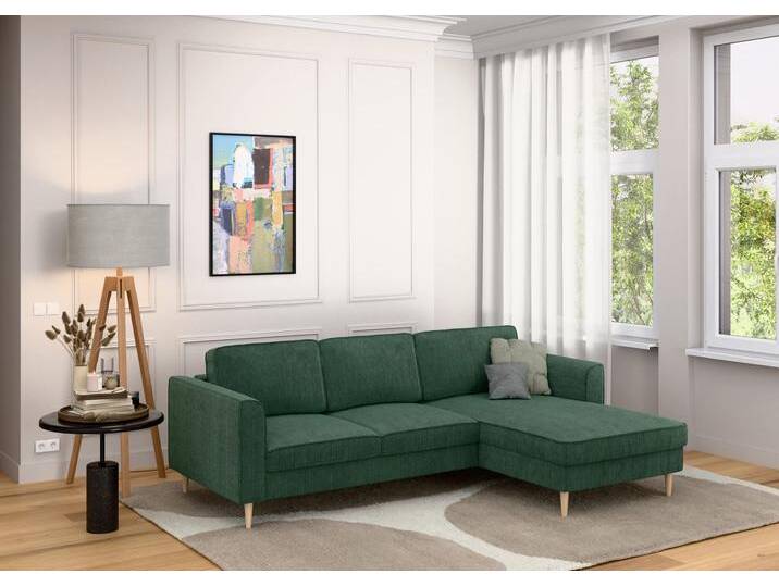 Ecksofa HOME AFFAIRE Booster Couch wahlweise mit Schlaffunktion und Bettkasten-auch in Cord , dunkelgrün, B:232cm H:83cm T:161cm, 92% Polyester, 8% Polyamid, Sofas, Recamiere beidseitig montierbar, Sofa in L-Form, 232 cm von Home-affaire