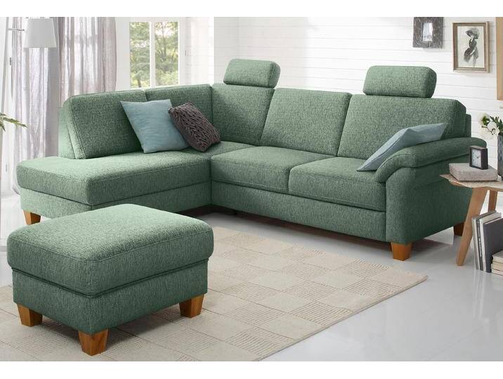 Ecksofa HOME AFFAIRE Borkum L-Form , grün (grün, grau), B:249cm H:87cm T:189cm, Struktur (100% Polyester), Luxus-Microfaser ALTARA NUBUCK (100% Polyester), MELROSE (100% Polyester), Luxus-Microfaser Toro (100% Polyester), Sofas, mit Federkern, wahlweise mit Bettfunktion, Topseller von Home-affaire
