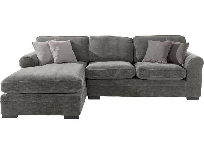 Ecksofa HOME AFFAIRE Broughton L-Form , grau (hellgrau), B:279cm H:92cm T:178cm, 100% Polyester, Sofas, weicher Sitzkomfort, incl. 4 Zierkissen, Keder von Home-affaire