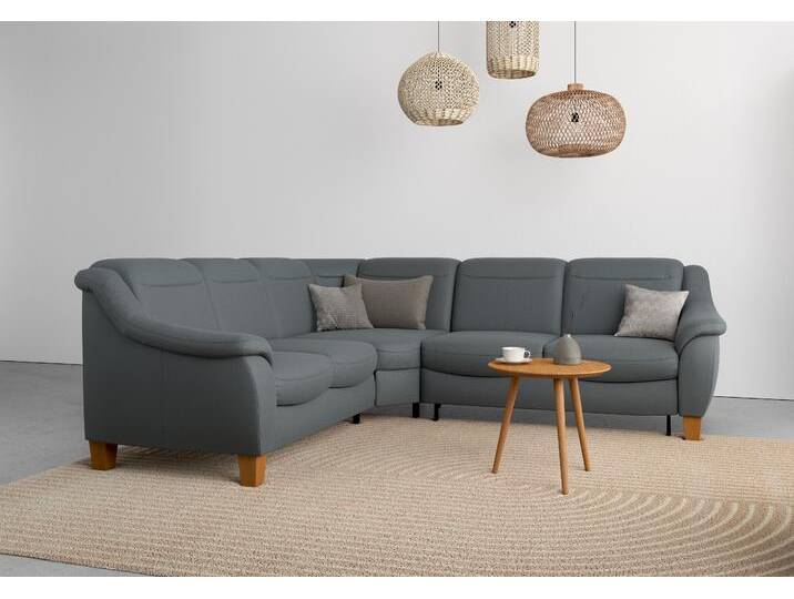Ecksofa HOME AFFAIRE Caldera L-Form , grau (dunkelgrau), B:270cm T:250cm, 100% Polyester, Sofas, Federkern, wahlweise mit Kopfteilverstellung, Bettfunktion, Bettkasten von Home-affaire
