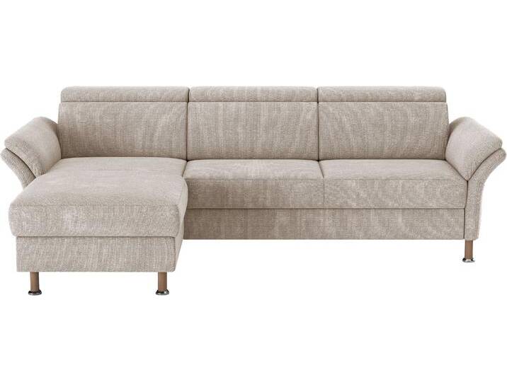 Ecksofa HOME AFFAIRE Calypso L-Form , beige (nature), B:260cm H:85cm T:172cm, 100% Polyester, Sofas, mit motorischen Funktionen im Sofa und Recamiere von Home-affaire
