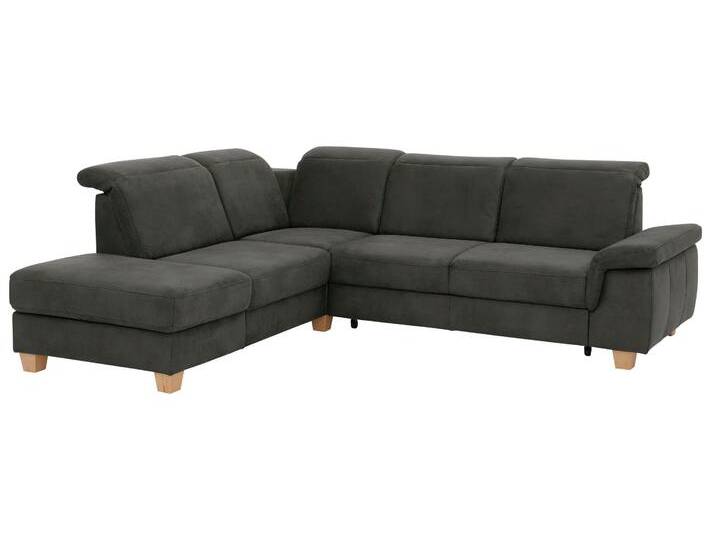Ecksofa, Luxus-Microfaser, Anthrazit, 256×221 cm, Ottomane Links, Modern, Home-affaire von Home-affaire