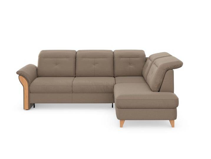 Ecksofa HOME AFFAIRE Dangast L-Form , grau (taupe), B:269cm H:92cm T:200cm, Luxus-Microfaser Euphora 100% Polyester, , Easy Care: 98% Polyester, 2% Polyamid, Luxus-Microfaser Lederoptik: 100% Polyester, Sofas, Kopfteilverstellung, wahlweise mit motorischer Relaxfunktion von Home-affaire